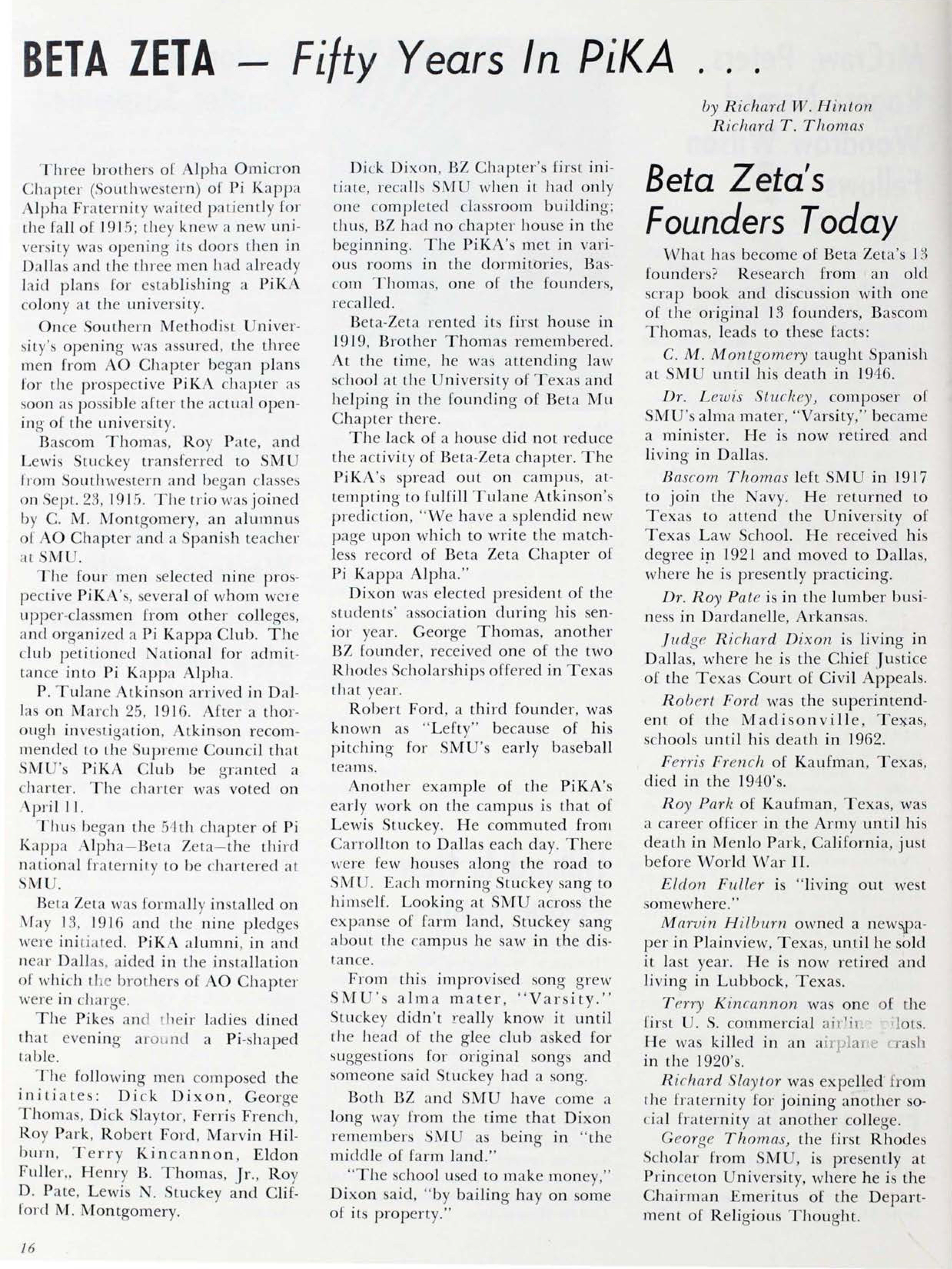 Beta Zeta - Fifty Years In Pi Kappa Alpha...